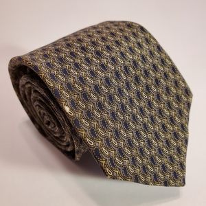 Salvatore Ferragamo Gray Green Geometric Silk Tie Made in Italy